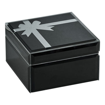 "Onyx" Glass Box With Bow, 5.75" Sq X 3.5" by Creative Gifts